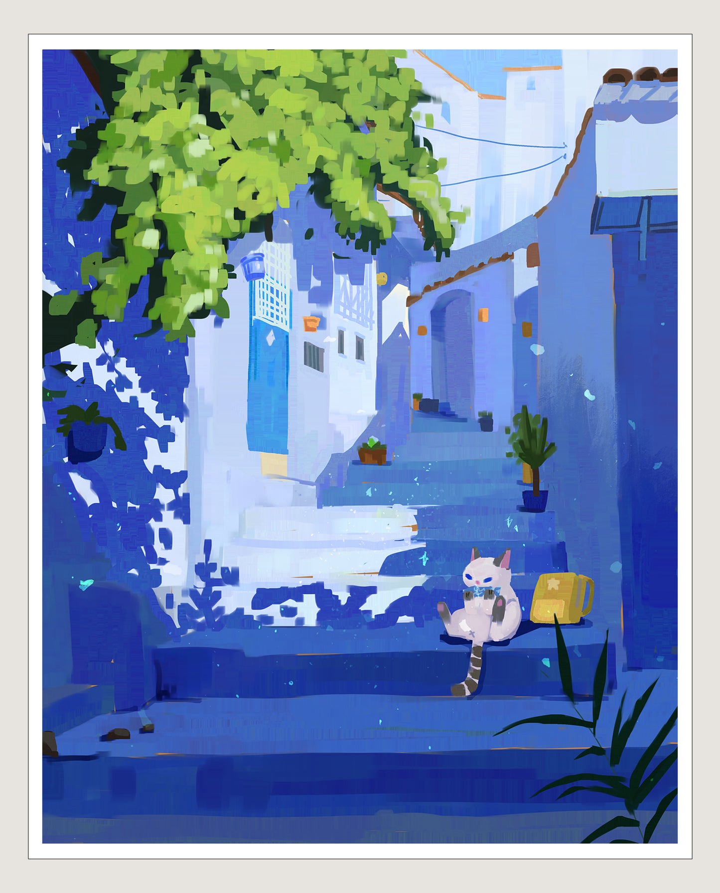 Backpack Cat - Joji In The Blue City of Morocco Print