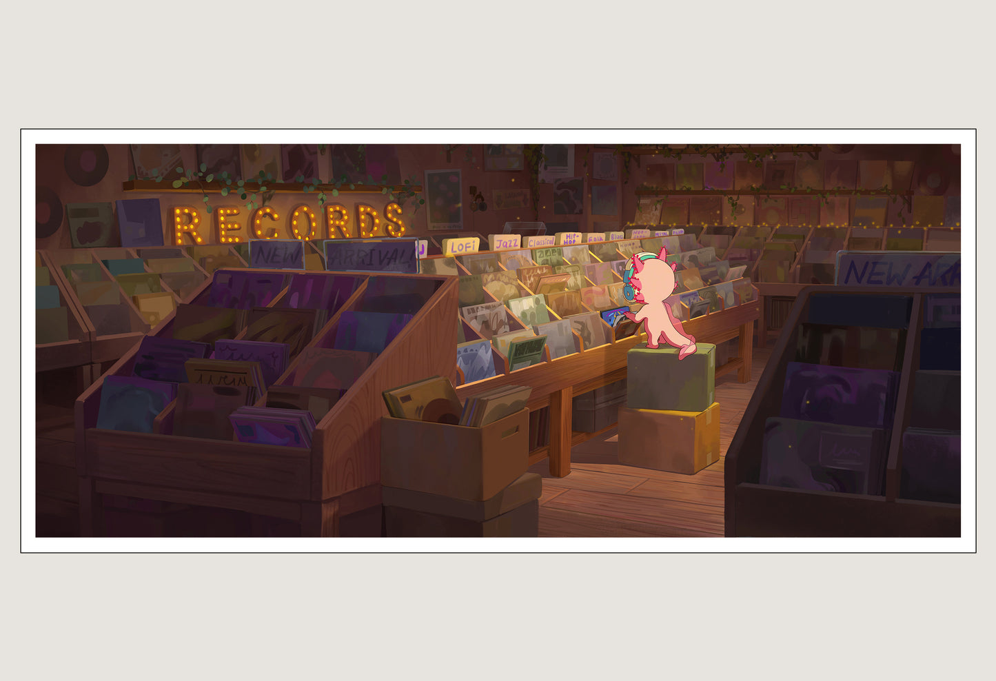 Lofi Axol - In The Record Store With Relaxol Print