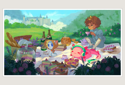 Lofi Axol - Picnic Date With Relaxol And Friends Print