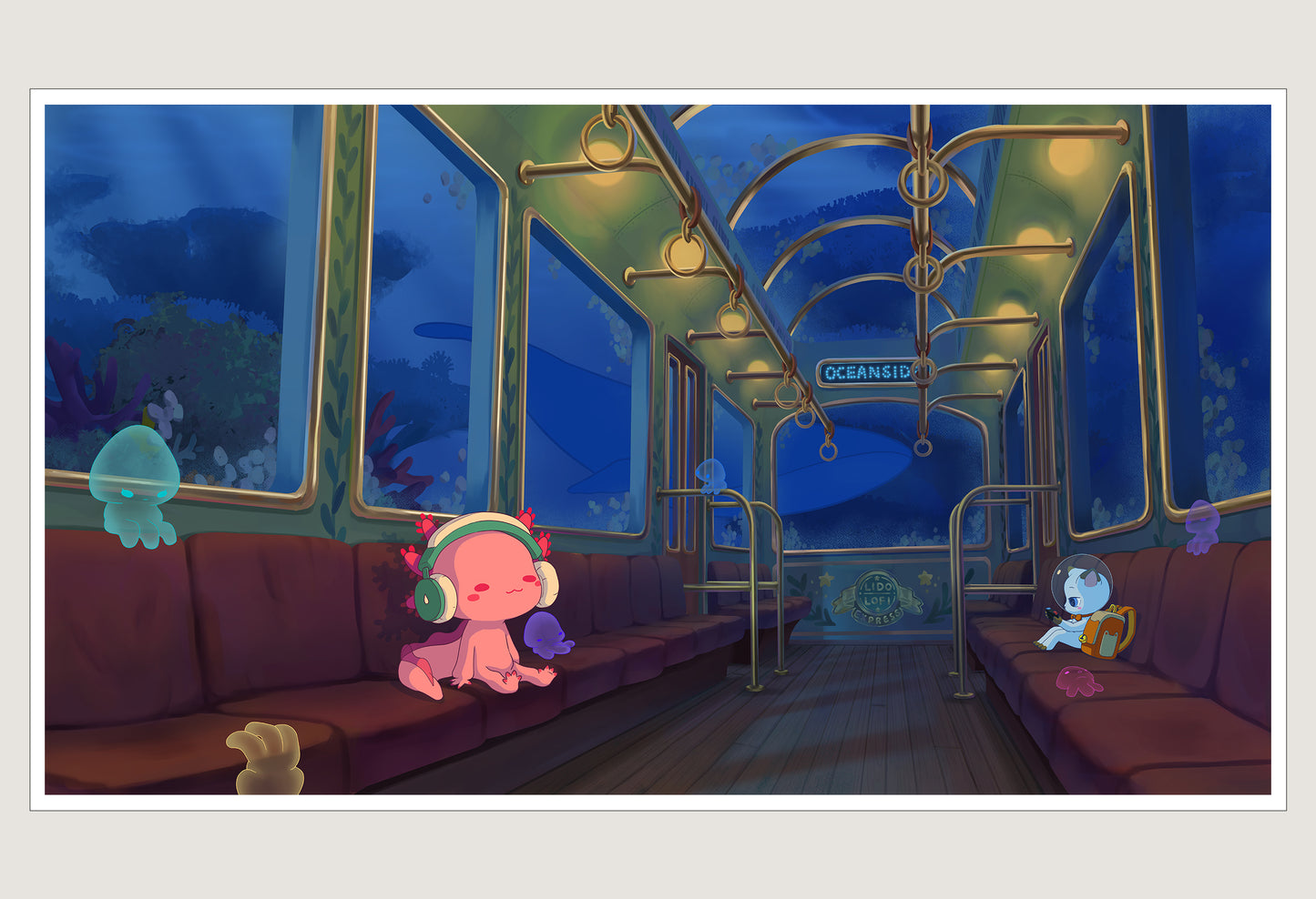 Lofi Axol - Traveling In Underwater Train With Relaxol Print