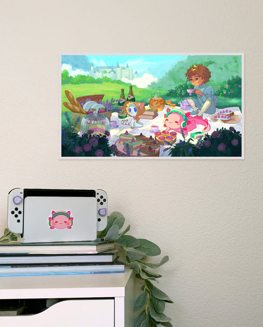 Lofi Axol - Picnic Date With Relaxol And Friends Print
