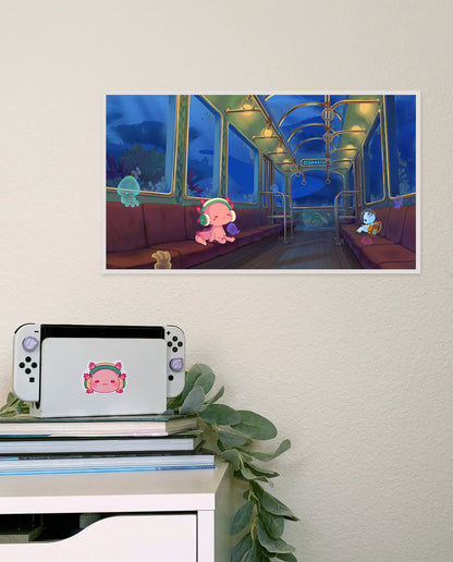 Lofi Axol - Traveling In Underwater Train With Relaxol Print