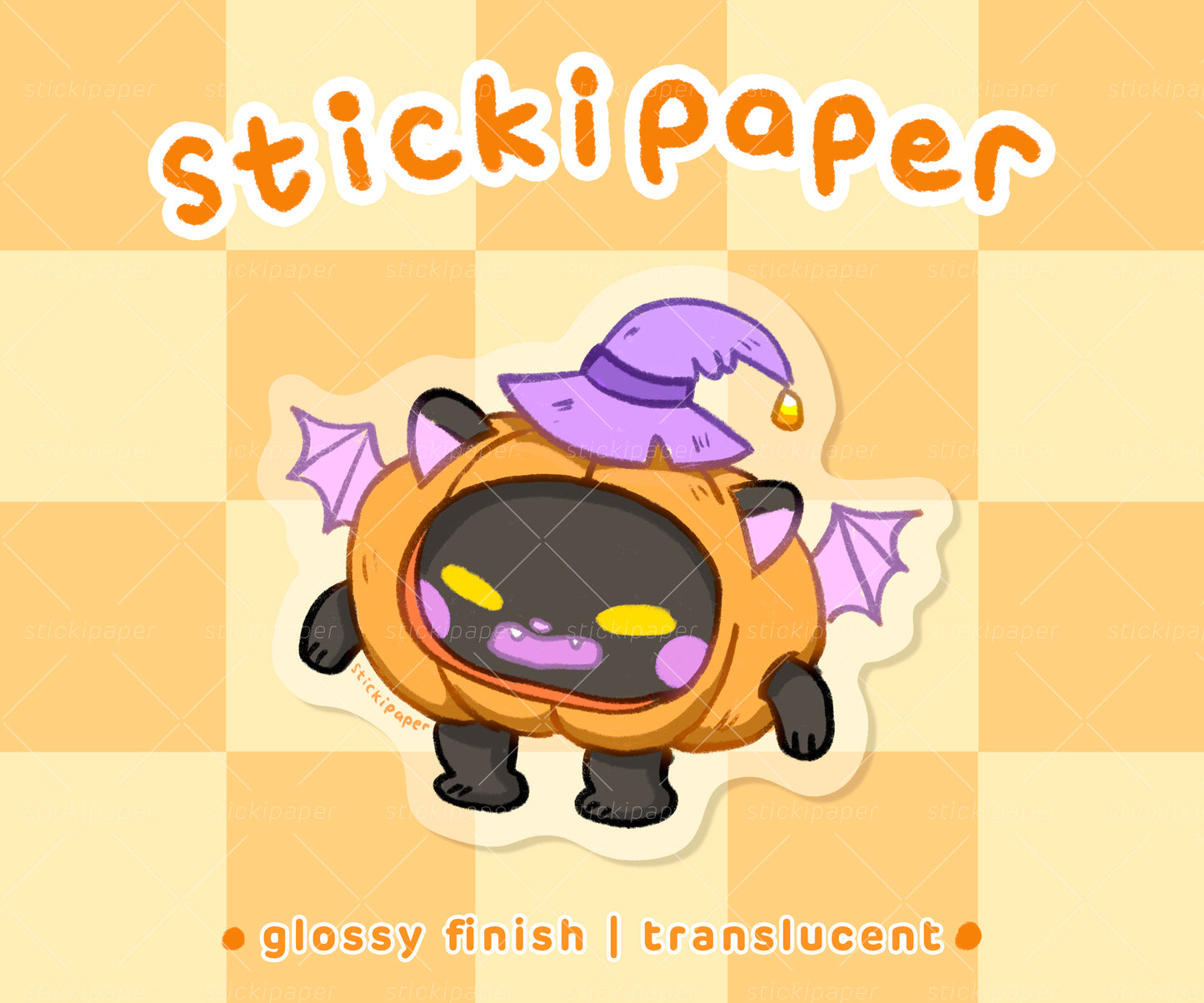 StickiPaper - Spooky Cat Bat In Pumpkin Sticker