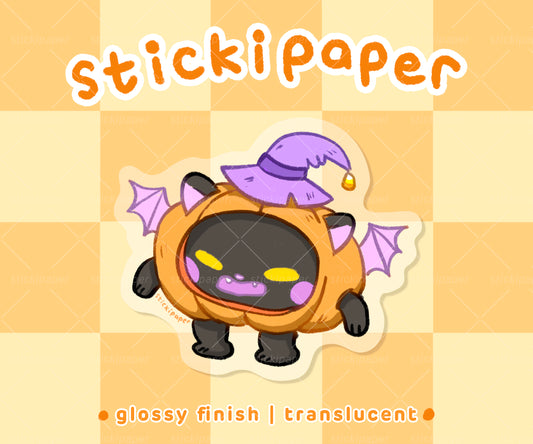 StickiPaper - Spooky Cat Bat In Pumpkin Sticker